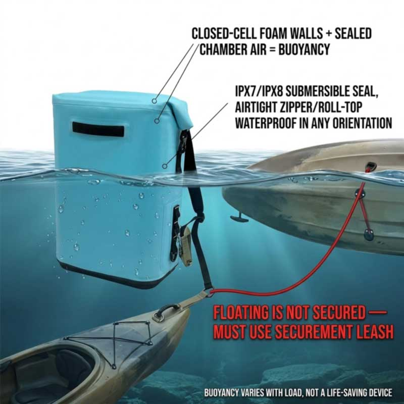 Kayak Cooler -reput: vedenpitävät, kelluvat ja kansivalmiit
